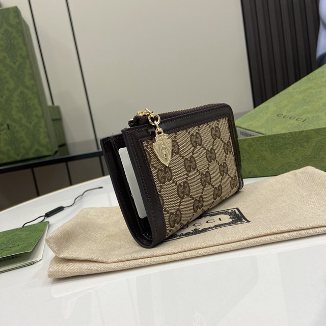 gucci專櫃2024新款帆布零錢包錢夾 古馳uce系列迷你拉鏈錢包 jcp2358
